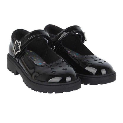 Black Patent - Pack Shot - Miso Girls Leather Chunky Flat Mary Janes