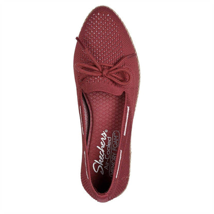 Dark Rose - Side - Skechers Womens-Ladies Jute Flat Sandals
