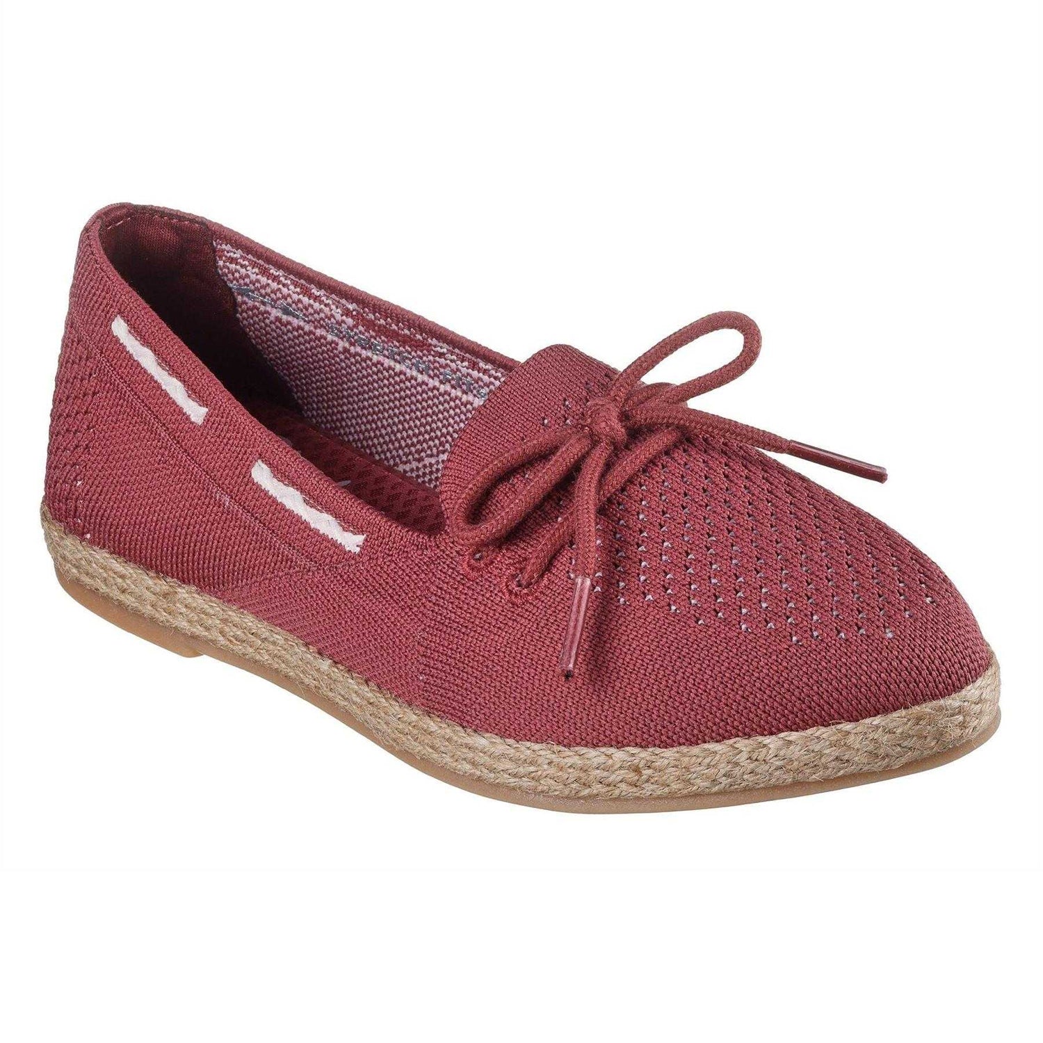 Dark Rose - Pack Shot - Skechers Womens-Ladies Jute Flat Sandals