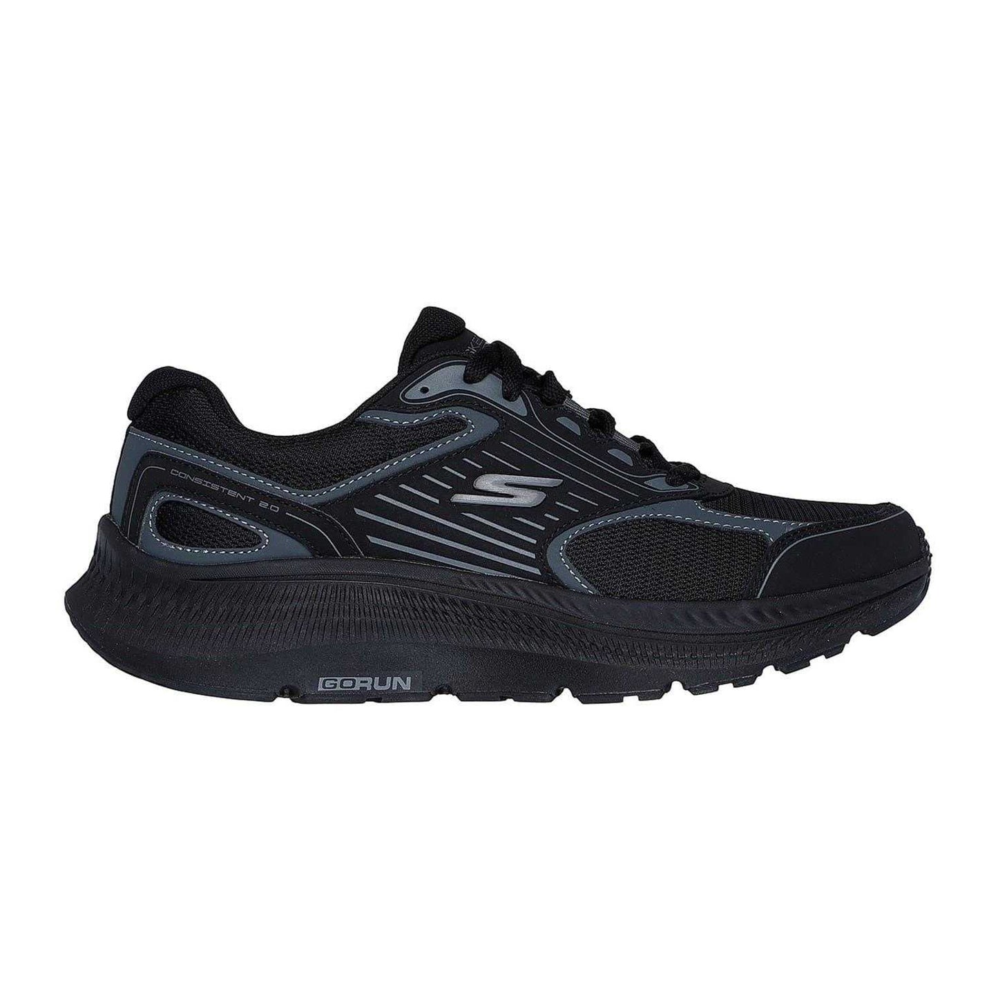 Black-Grey - Front - Skechers Mens Run Consistent 2.0 Shoes