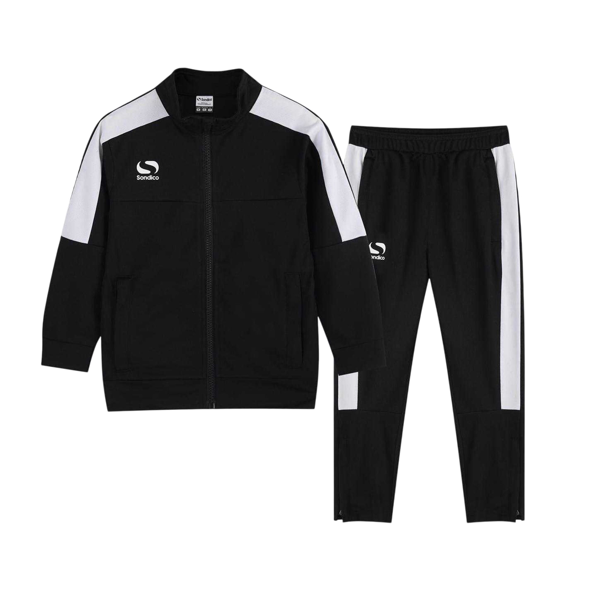 Black-White - Front - Sondico Boys Strike Logo Tracksuit Set