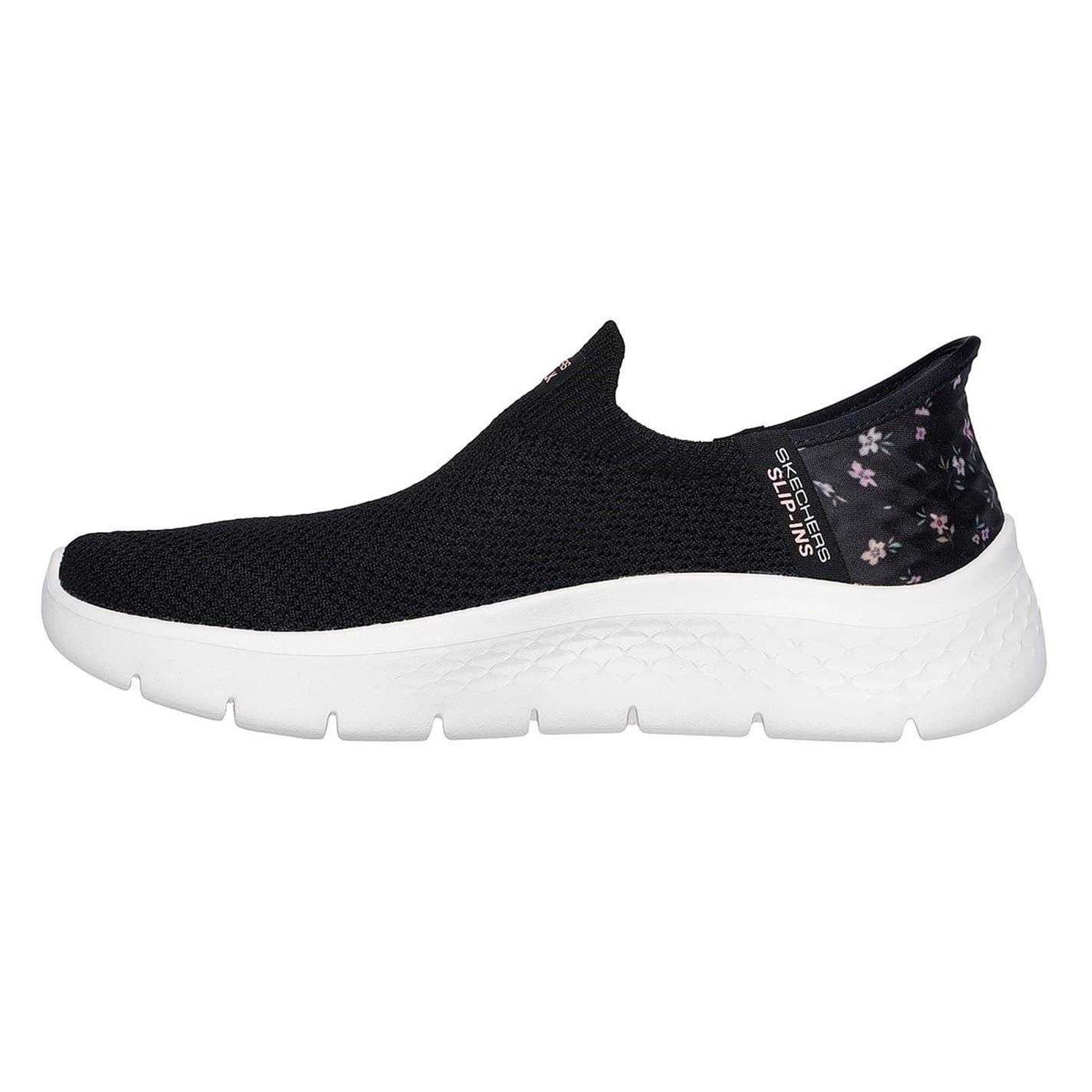 Black-Pink - Back - Skechers Womens-Ladies Go Walk Flex Floral Flexible Slip-In Trainers