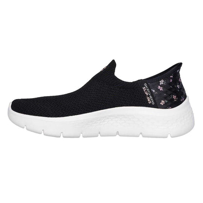 Black-Pink - Back - Skechers Womens-Ladies Go Walk Flex Floral Flexible Slip-In Trainers