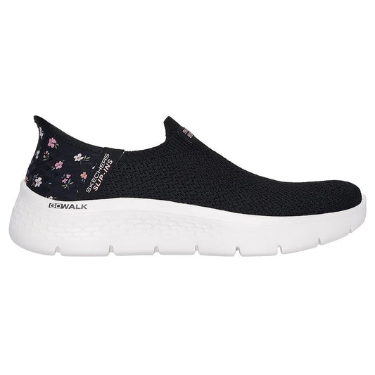 Black-Pink - Front - Skechers Womens-Ladies Go Walk Flex Floral Flexible Slip-In Trainers
