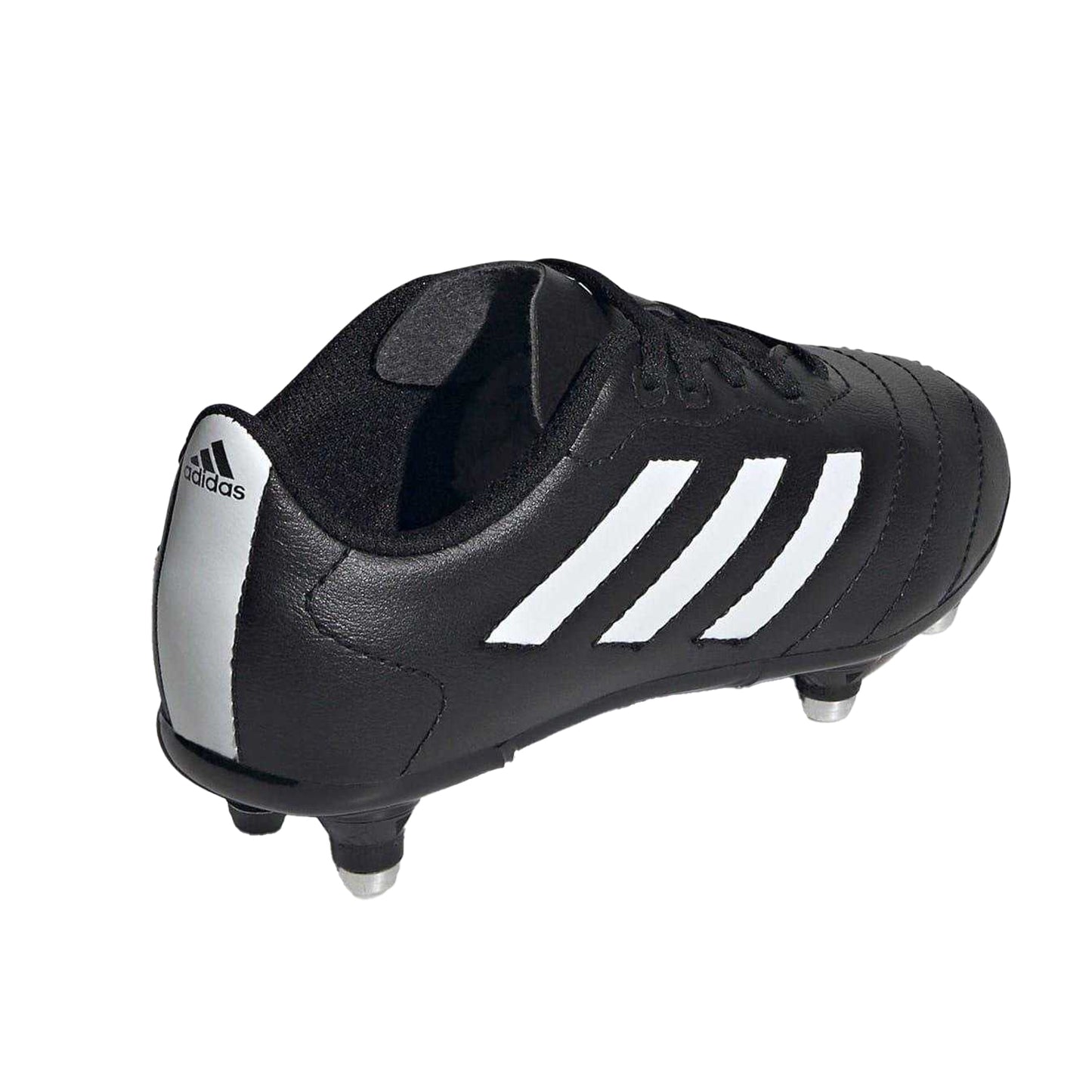 Black-White - Back - Adidas Childrens-Kids Goletto VIII 3 Stripes Soft Ground Football Boots