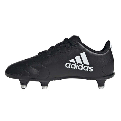 Black-White - Side - Adidas Childrens-Kids Goletto VIII 3 Stripes Soft Ground Football Boots