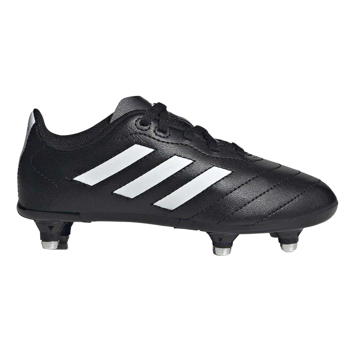 Black-White - Front - Adidas Childrens-Kids Goletto VIII 3 Stripes Soft Ground Football Boots