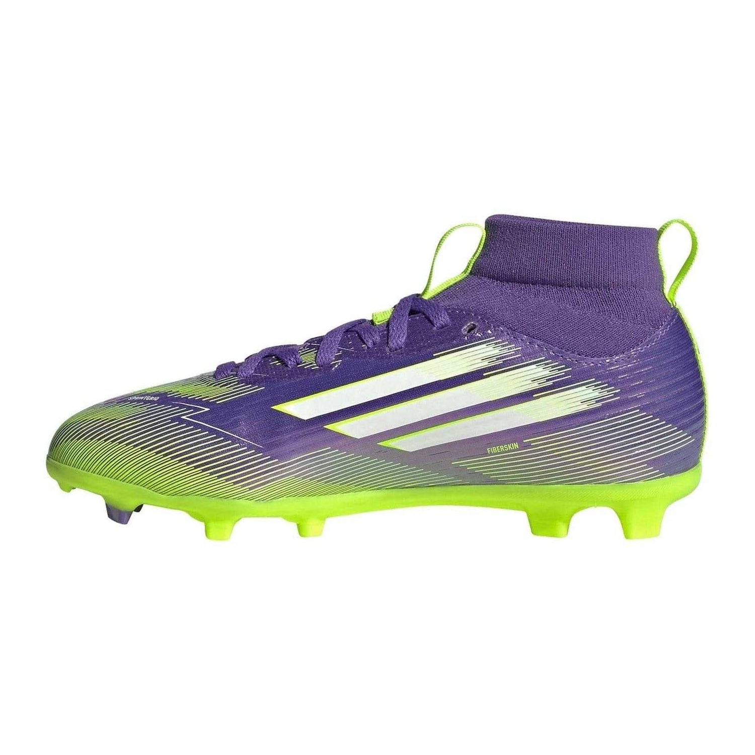 Purple-White - Side - Adidas Childrens-Kids F50 League Print Firm Ground Football Boots