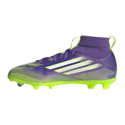 Purple-White - Side - Adidas Childrens-Kids F50 League Print Firm Ground Football Boots