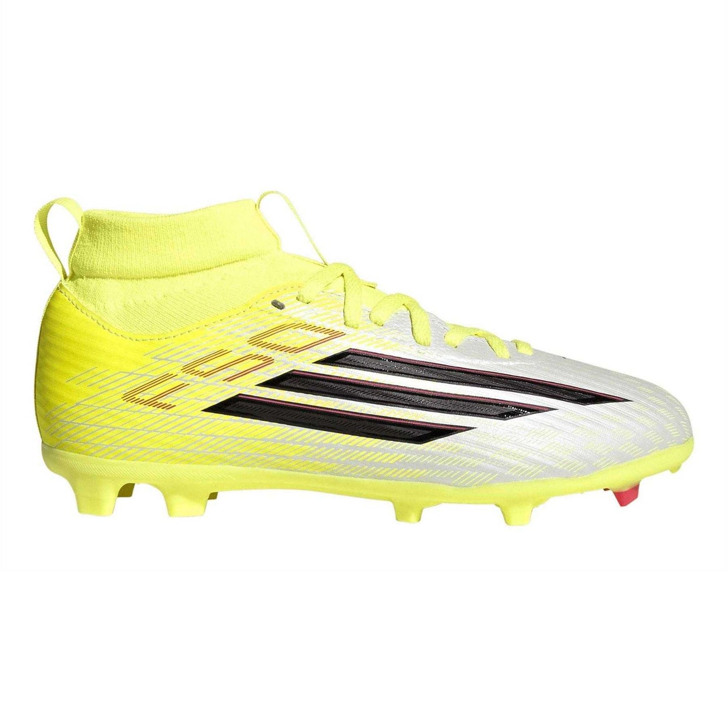 Solar Yellow - Front - Adidas Childrens-Kids F50 League Print Firm Ground Football Boots