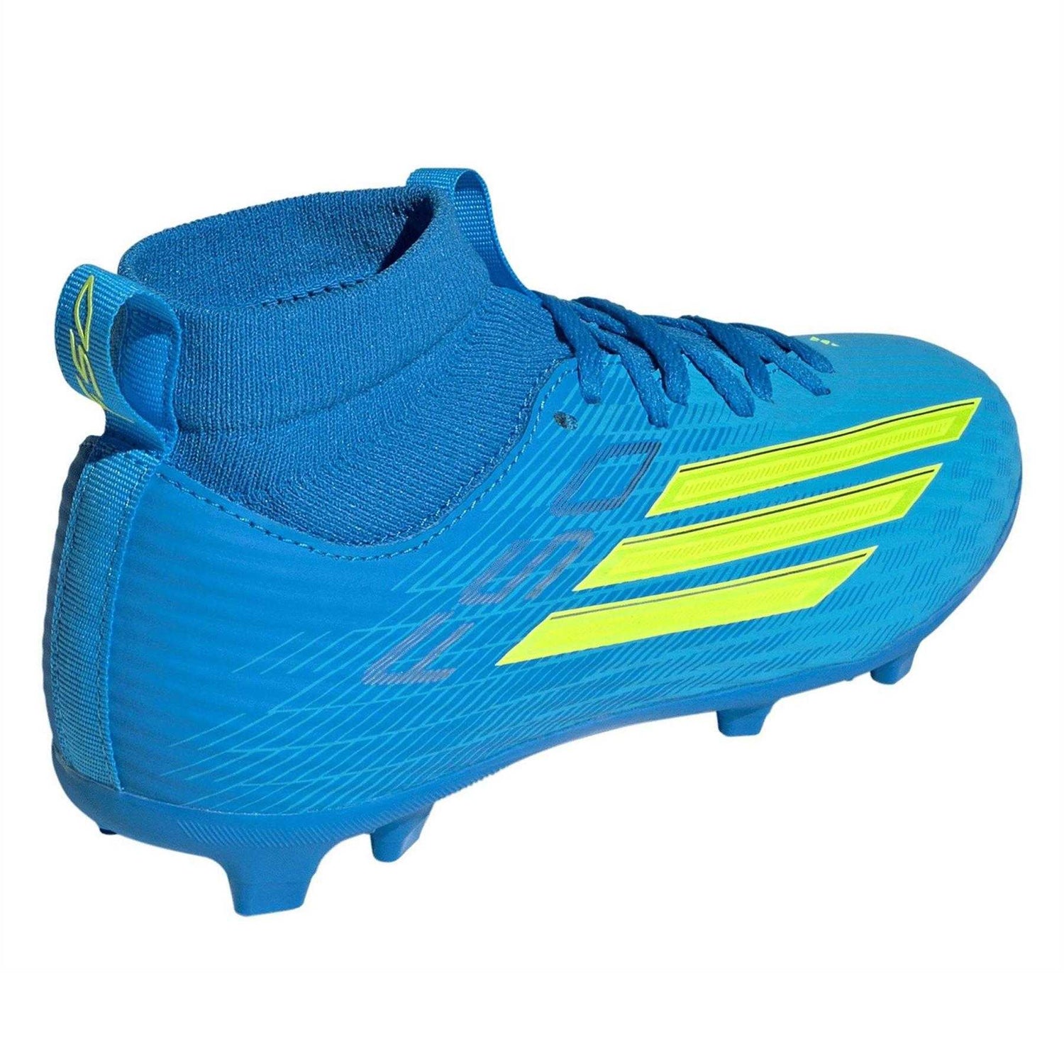 Blue-Yellow - Back - Adidas Childrens-Kids F50 League Print Firm Ground Football Boots