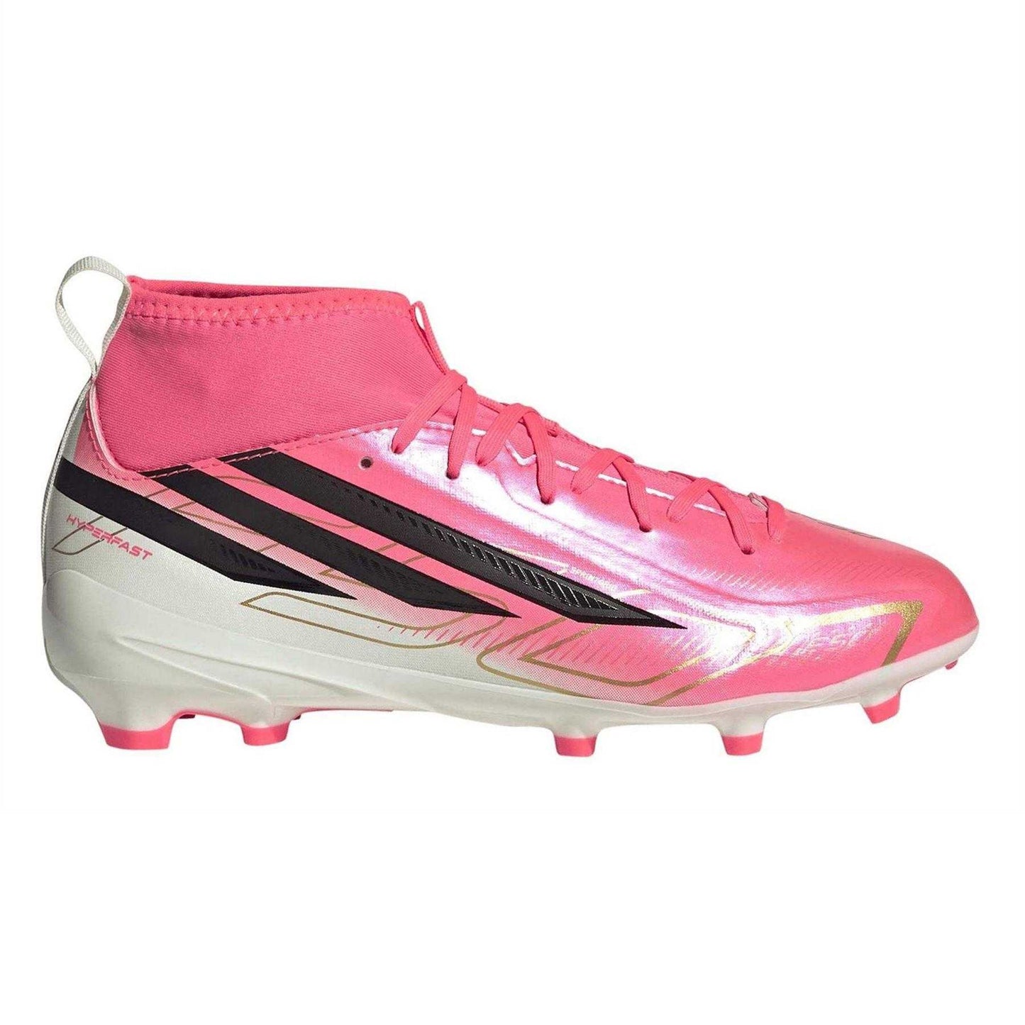 Cupcake Pink - Front - Adidas Childrens-Kids F50 League Print Firm Ground Football Boots