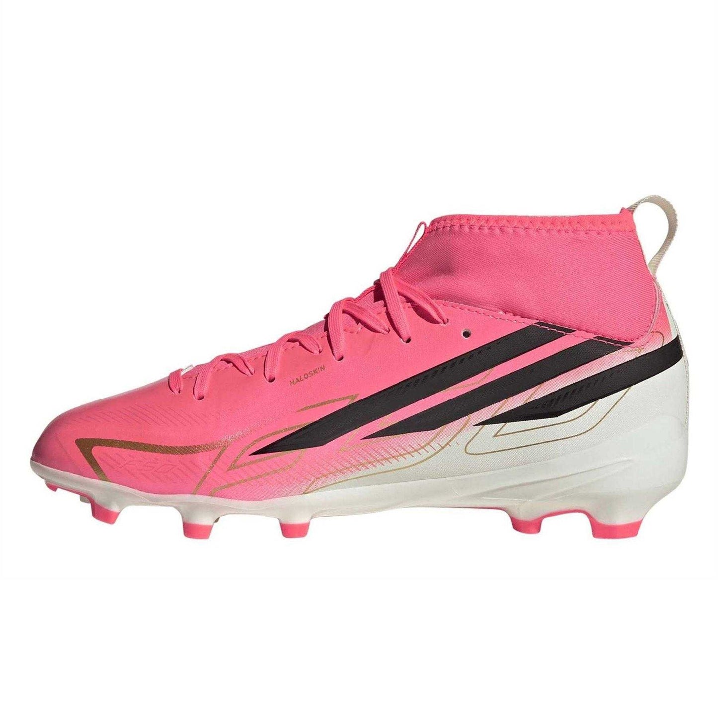 Cupcake Pink - Side - Adidas Childrens-Kids F50 League Print Firm Ground Football Boots