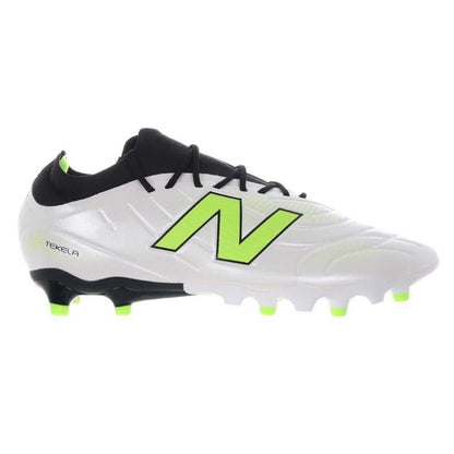 White-Green - Front - New Balance Mens Tekela Academy Firm Ground Football Boots