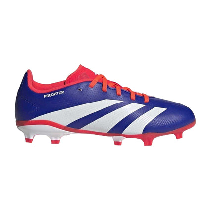 Blue-White-Red - Front - Adidas Childrens-Kids Predator League Firm Ground Football Boots