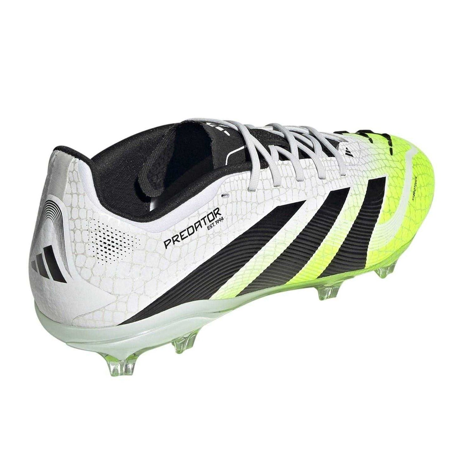 White-Black-Lemon - Back - Adidas Childrens-Kids Predator Elite Firm Ground Football Boots