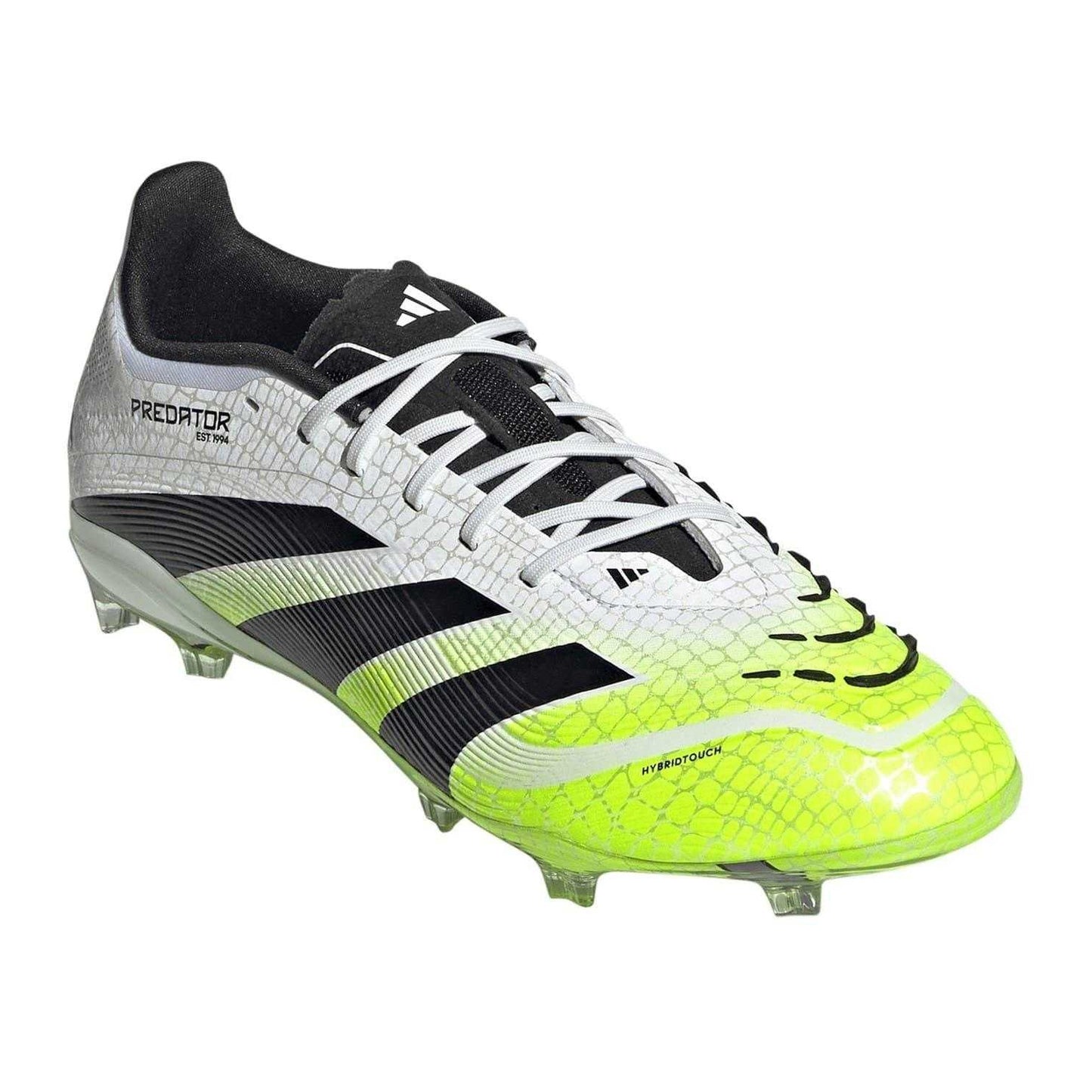 White-Black-Lemon - Pack Shot - Adidas Childrens-Kids Predator Elite Firm Ground Football Boots