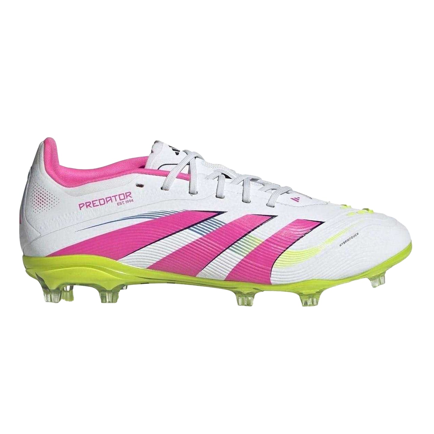 White-Pink - Front - Adidas Childrens-Kids Predator Elite Firm Ground Football Boots