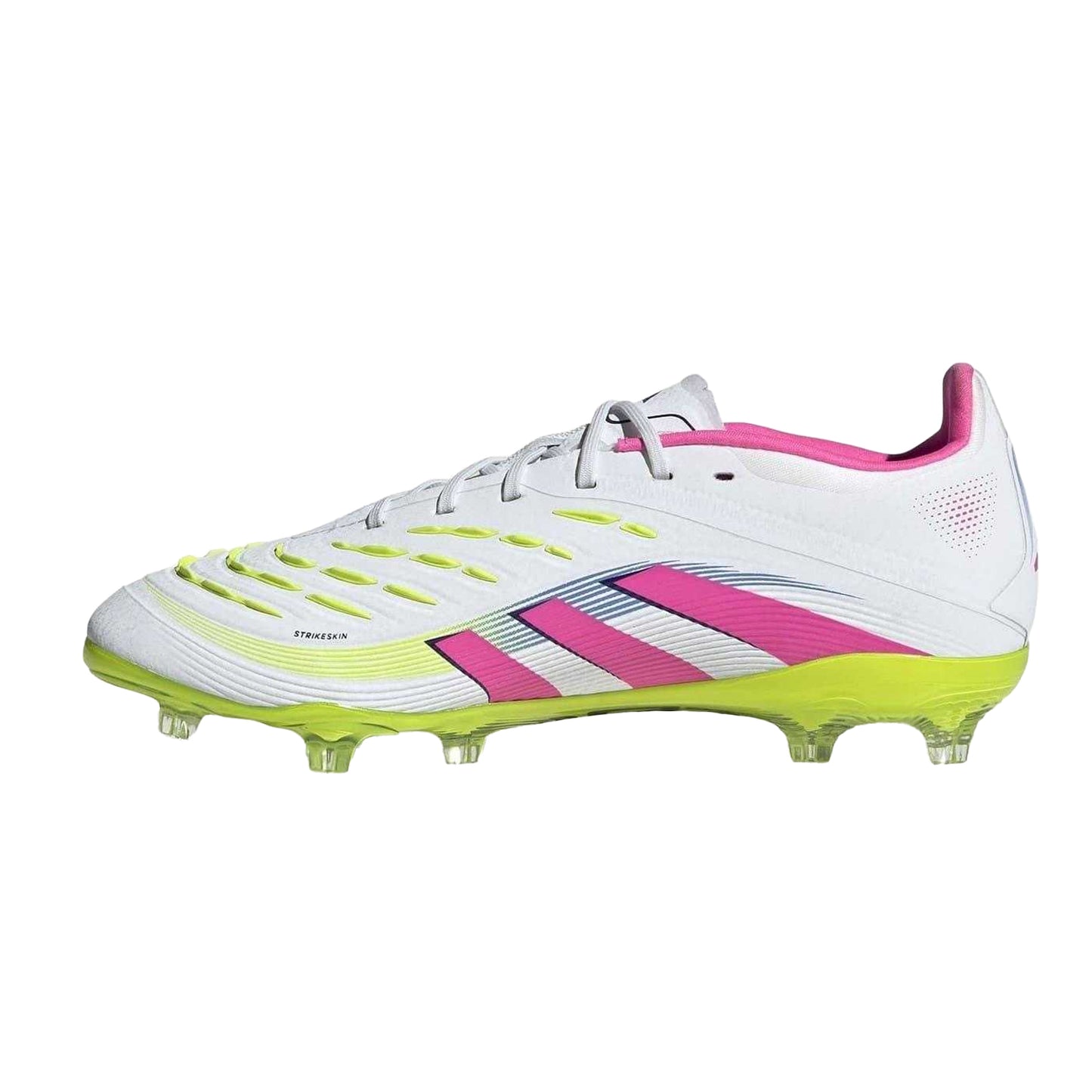 White-Pink - Side - Adidas Childrens-Kids Predator Elite Firm Ground Football Boots