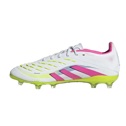 White-Pink - Side - Adidas Childrens-Kids Predator Elite Firm Ground Football Boots