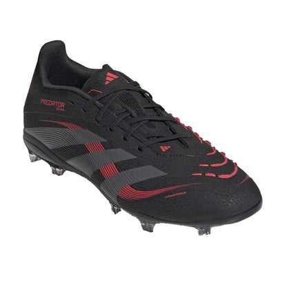 Black-Grey - Pack Shot - Adidas Childrens-Kids Predator Elite Firm Ground Football Boots