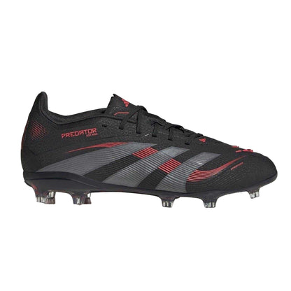 Black-Grey - Front - Adidas Childrens-Kids Predator Elite Firm Ground Football Boots