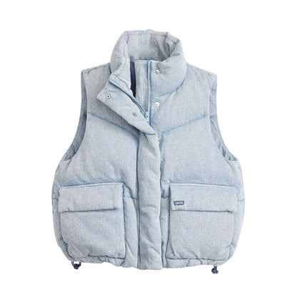Light Blue - Front - Levis Womens-Ladies Bubble Western Gilet