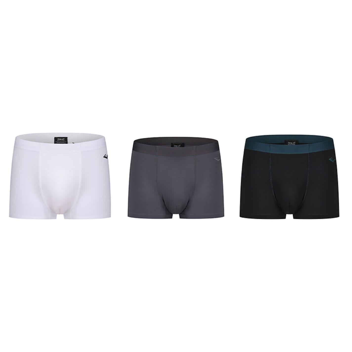 Black-White-Grey Melange - Front - Everlast Mens Boxer Shorts (Pack of 3)