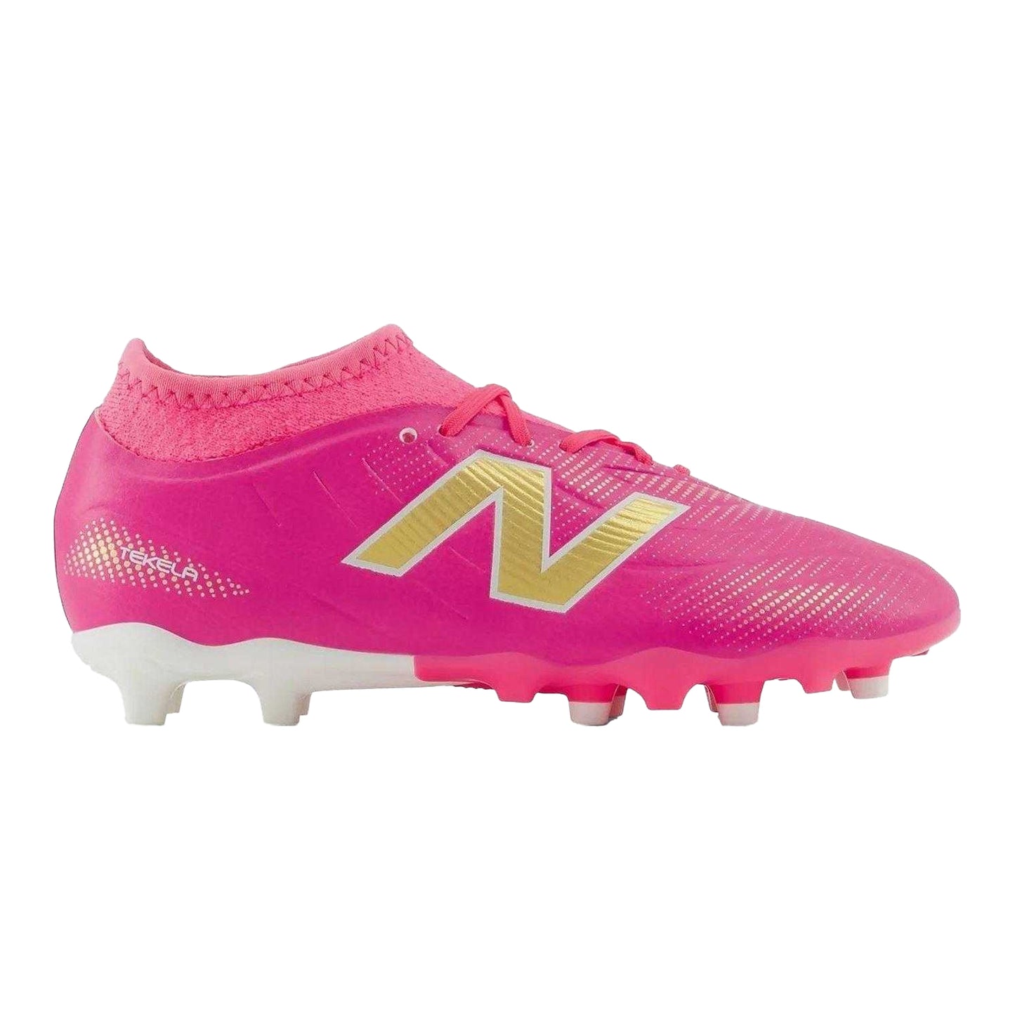 Pink-White - Front - New Balance Childrens-Kids Tekela Firm Ground Football Boots