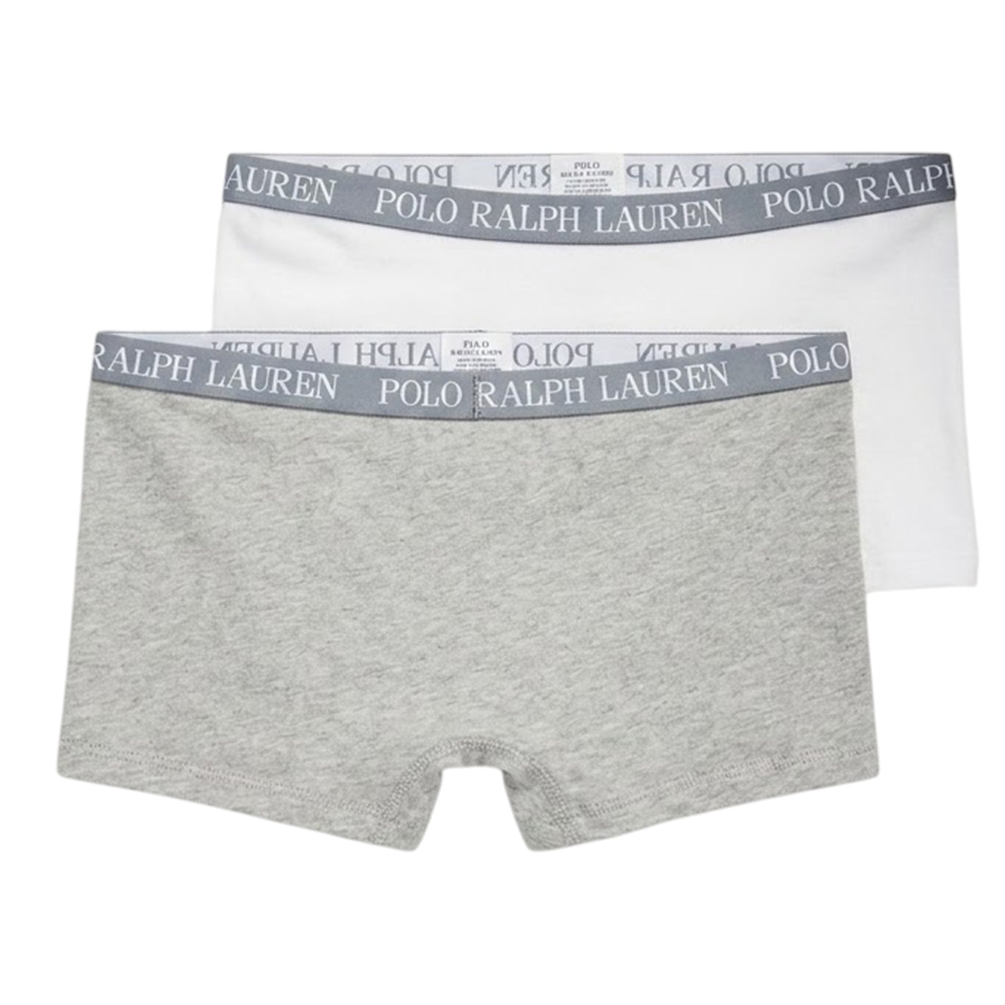Grey-White - Back - Ralph Lauren Boys Plain Boxer Shorts (Pack of 2)