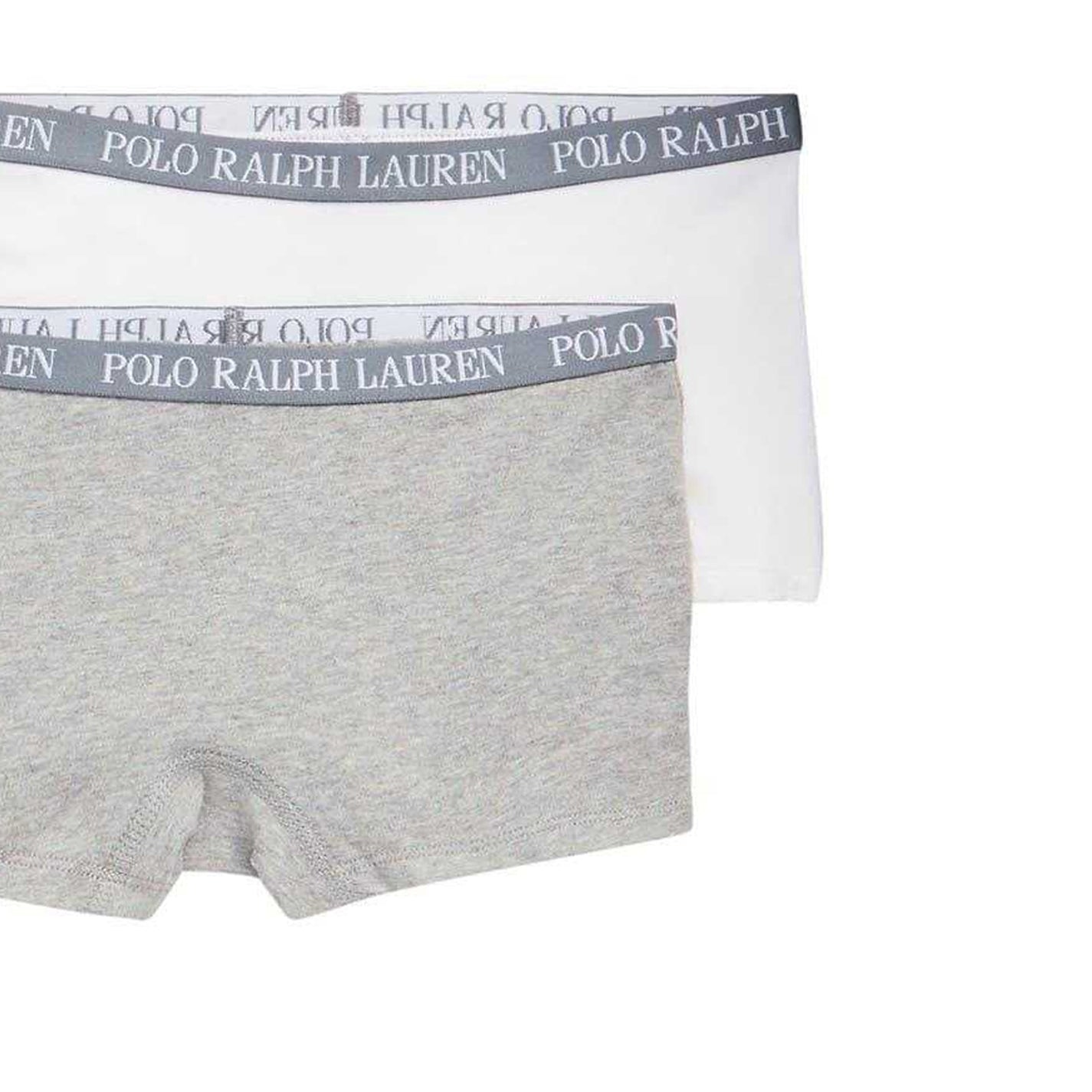 Grey-White - Side - Ralph Lauren Boys Plain Boxer Shorts (Pack of 2)