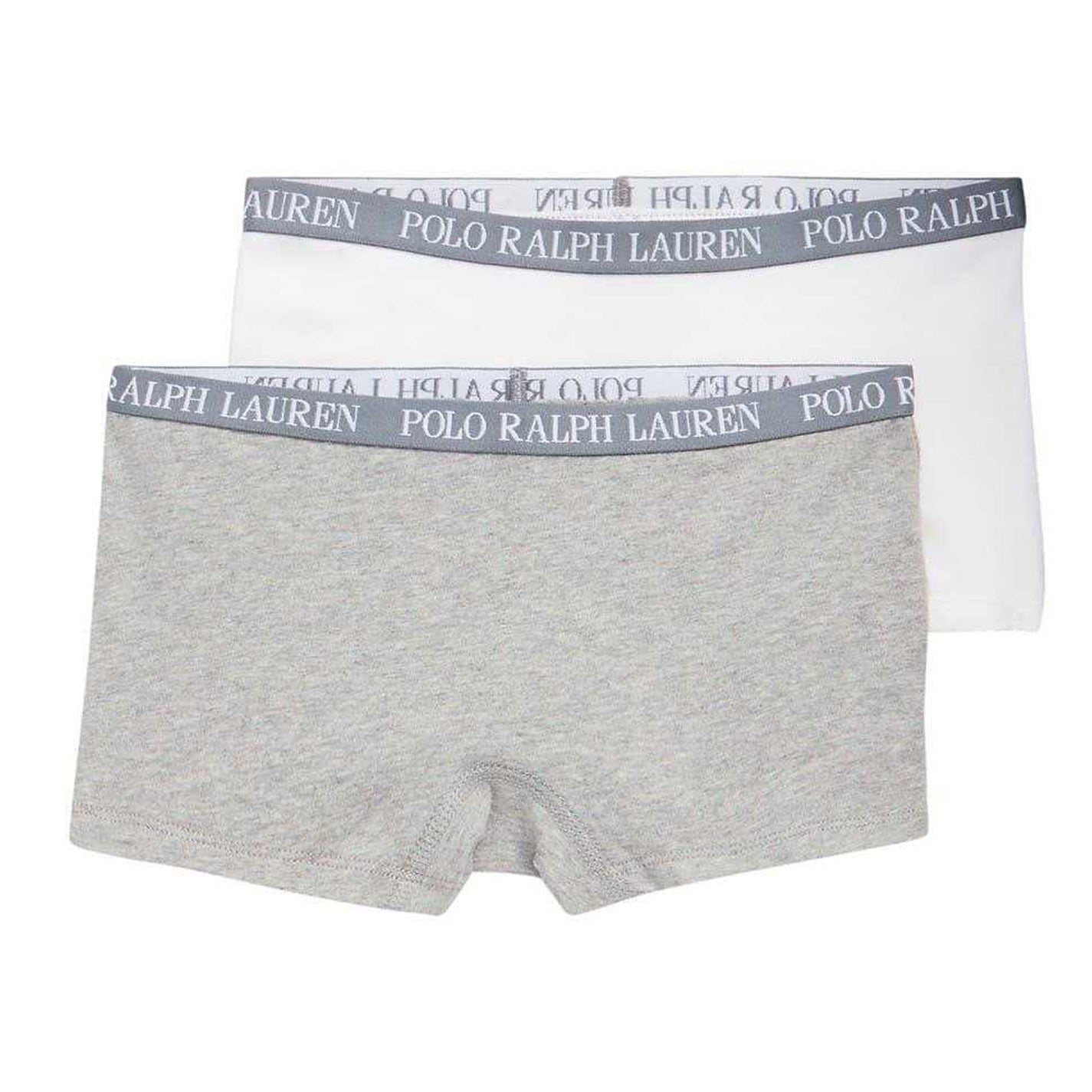 Grey-White - Front - Ralph Lauren Boys Plain Boxer Shorts (Pack of 2)
