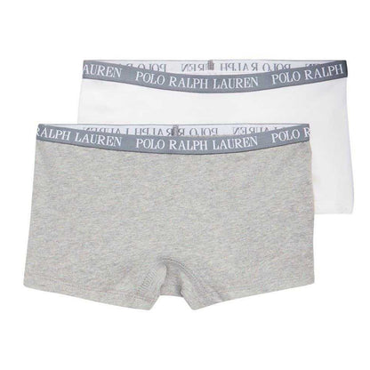 Grey-White - Front - Ralph Lauren Boys Plain Boxer Shorts (Pack of 2)