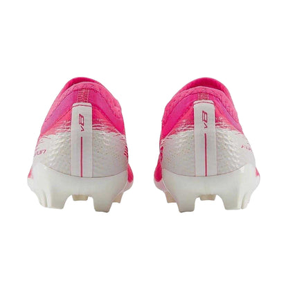 Pink-White - Back - New Balance Childrens-Kids Furon 3 Firm Ground Football Boots