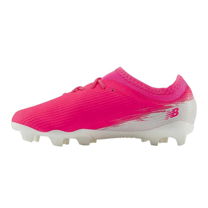 Pink-White - Side - New Balance Childrens-Kids Furon 3 Firm Ground Football Boots