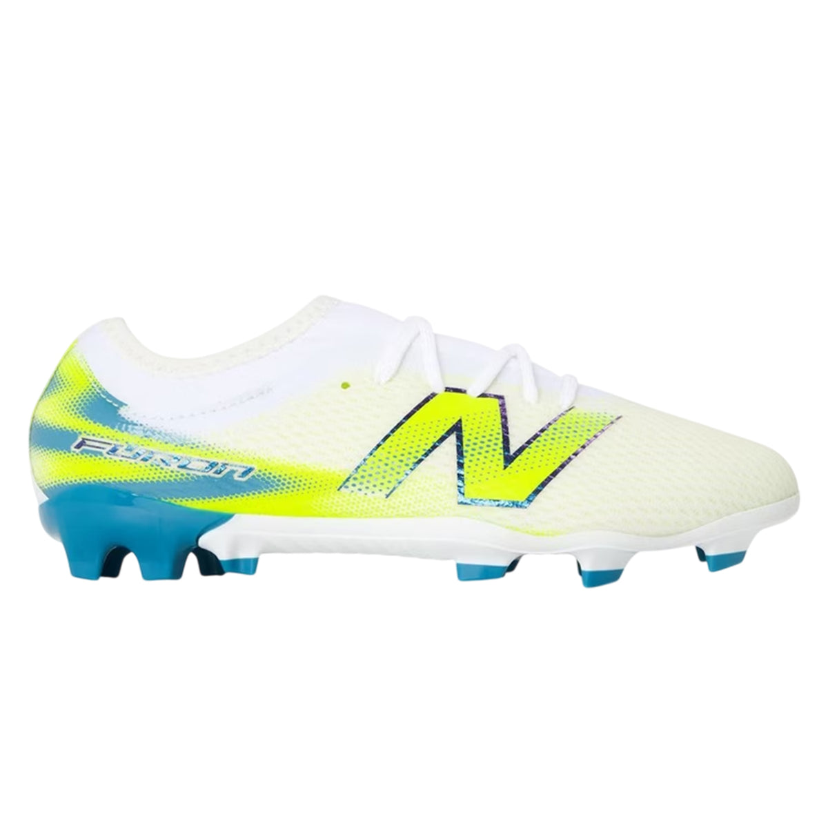 White-Lime - Front - New Balance Childrens-Kids Furon 3 Firm Ground Football Boots
