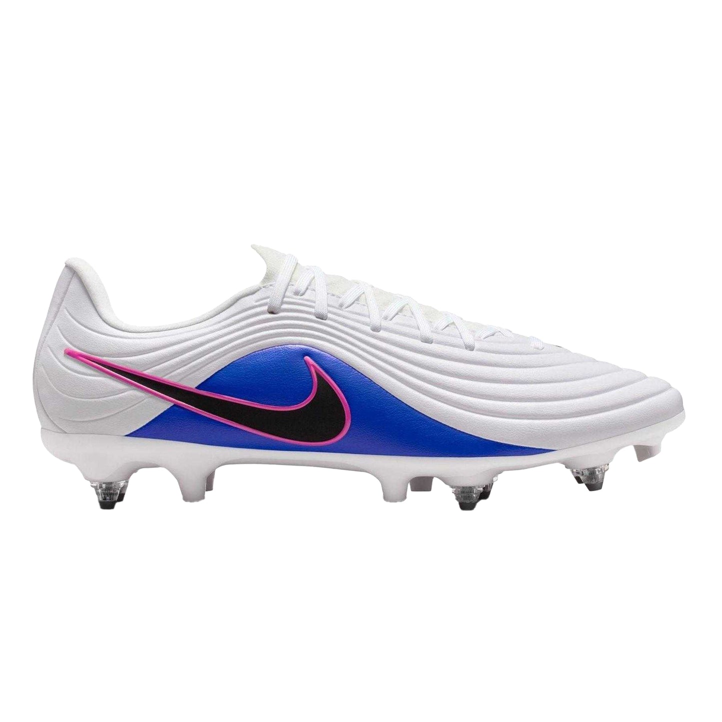Blue-White-Pink - Front - Nike Unisex Adult Tiempo Academy Soft Ground Football Boots