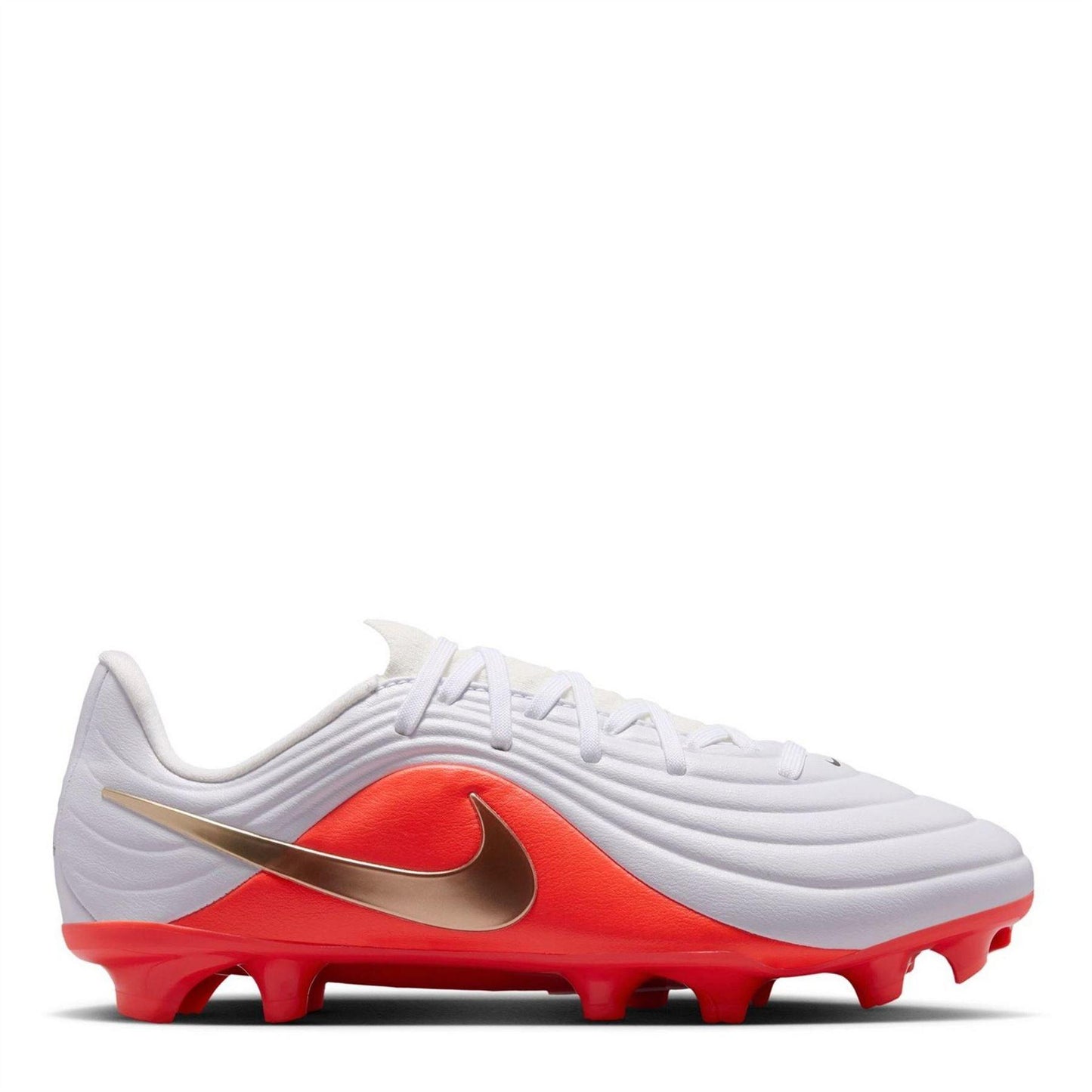 White-Red - Front - Nike Childrens-Kids Tiempo Firm Ground Football Boots