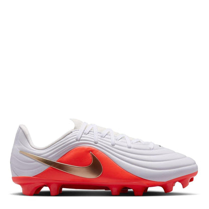 White-Red - Front - Nike Childrens-Kids Tiempo Firm Ground Football Boots