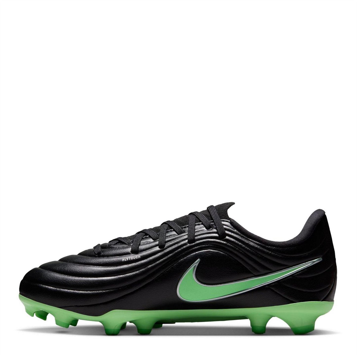 Black-Green - Back - Nike Childrens-Kids Tiempo Firm Ground Football Boots