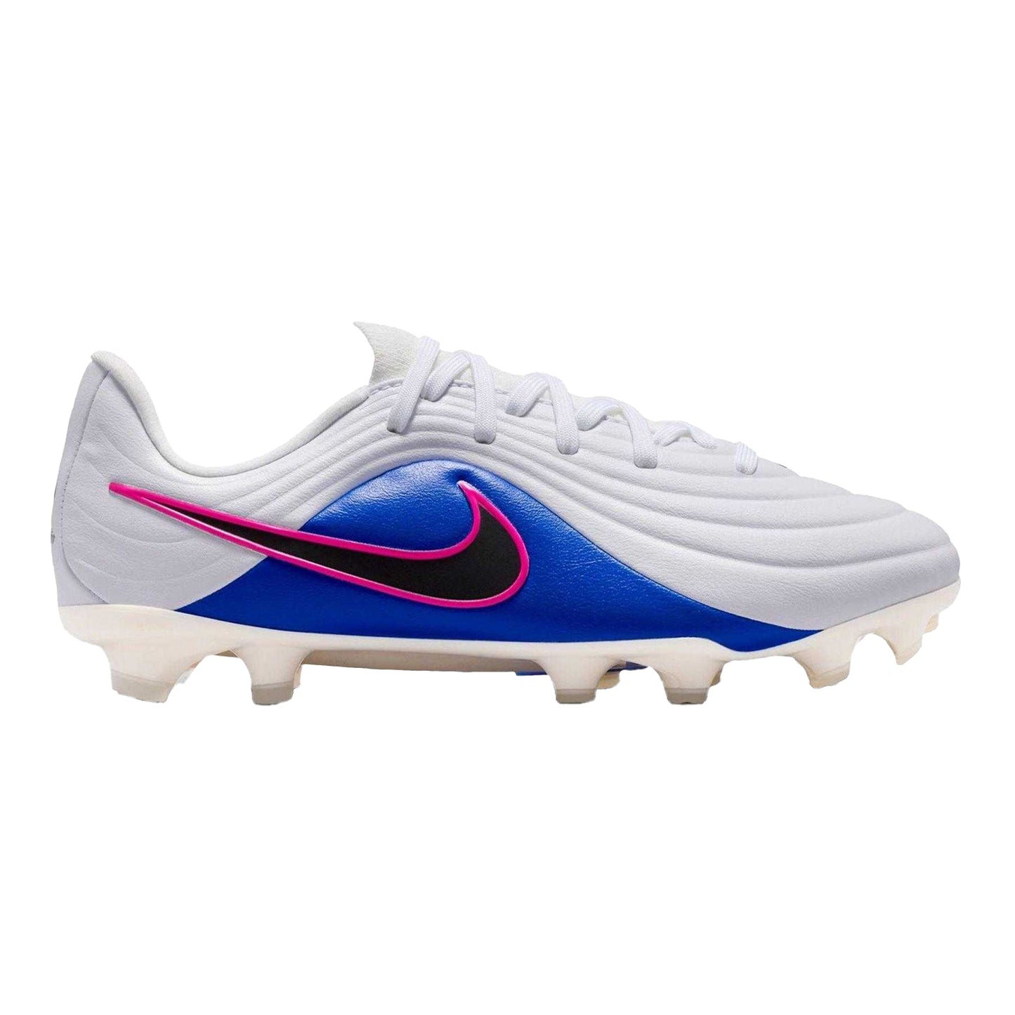 Blue-White-Pink - Front - Nike Childrens-Kids Tiempo Firm Ground Football Boots