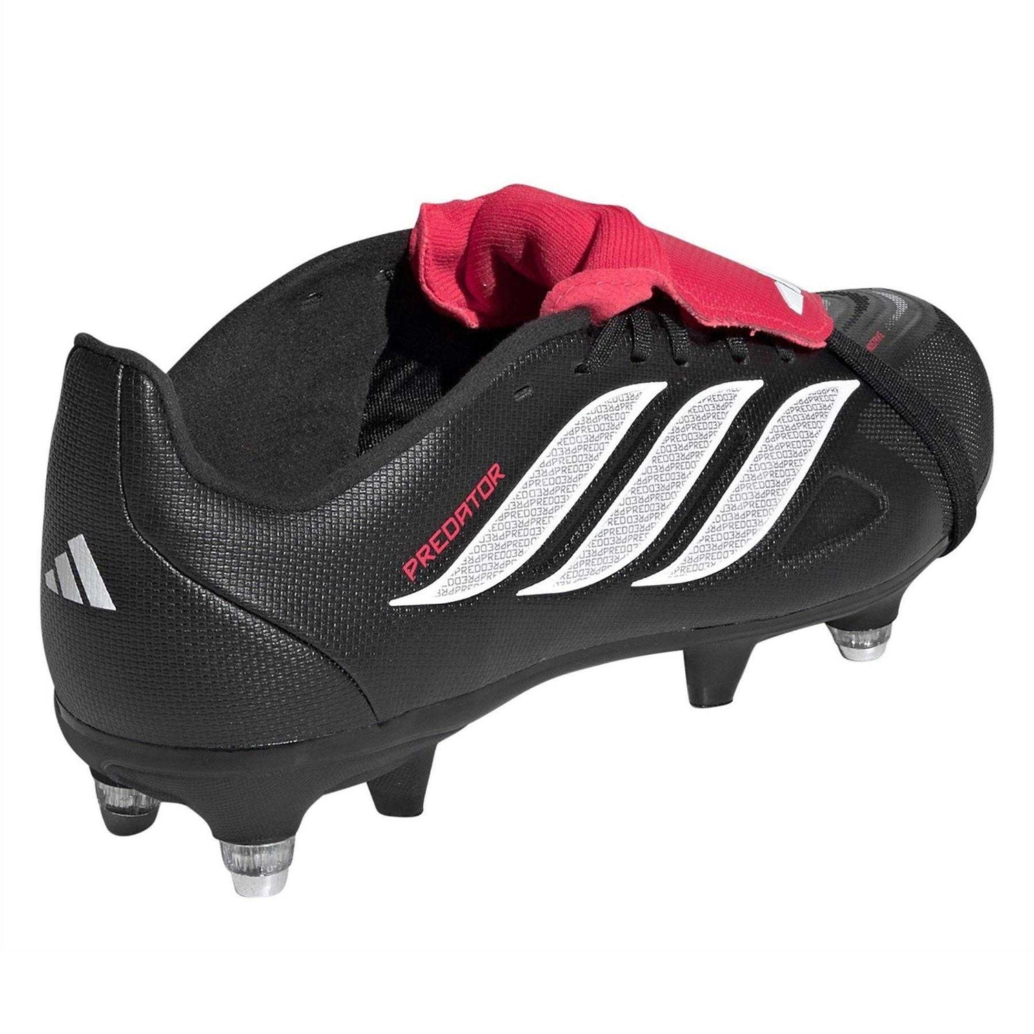 Black-Red - Back - Adidas Childrens-Kids Soft Ground Rugby Boots