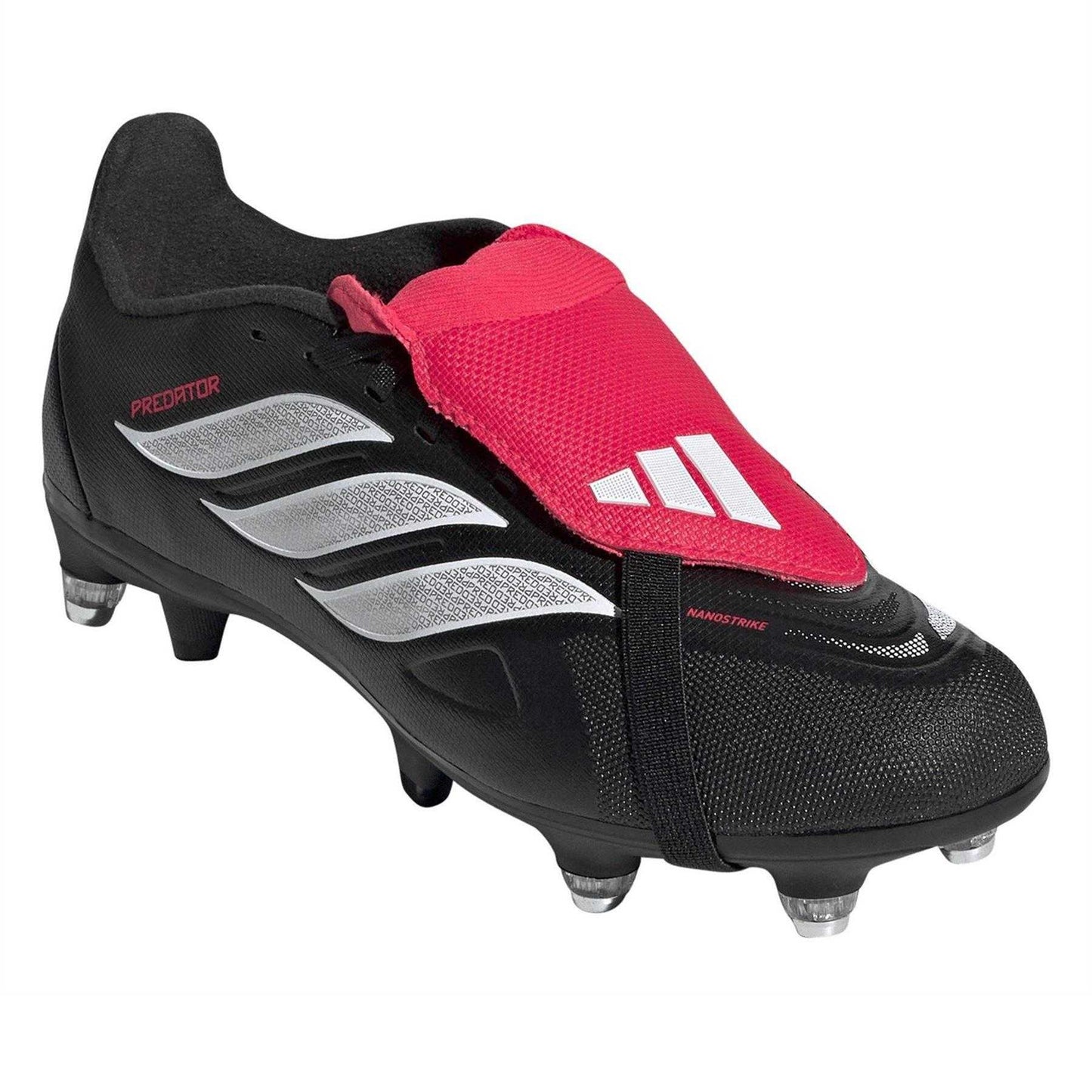 Black-Red - Pack Shot - Adidas Childrens-Kids Soft Ground Rugby Boots