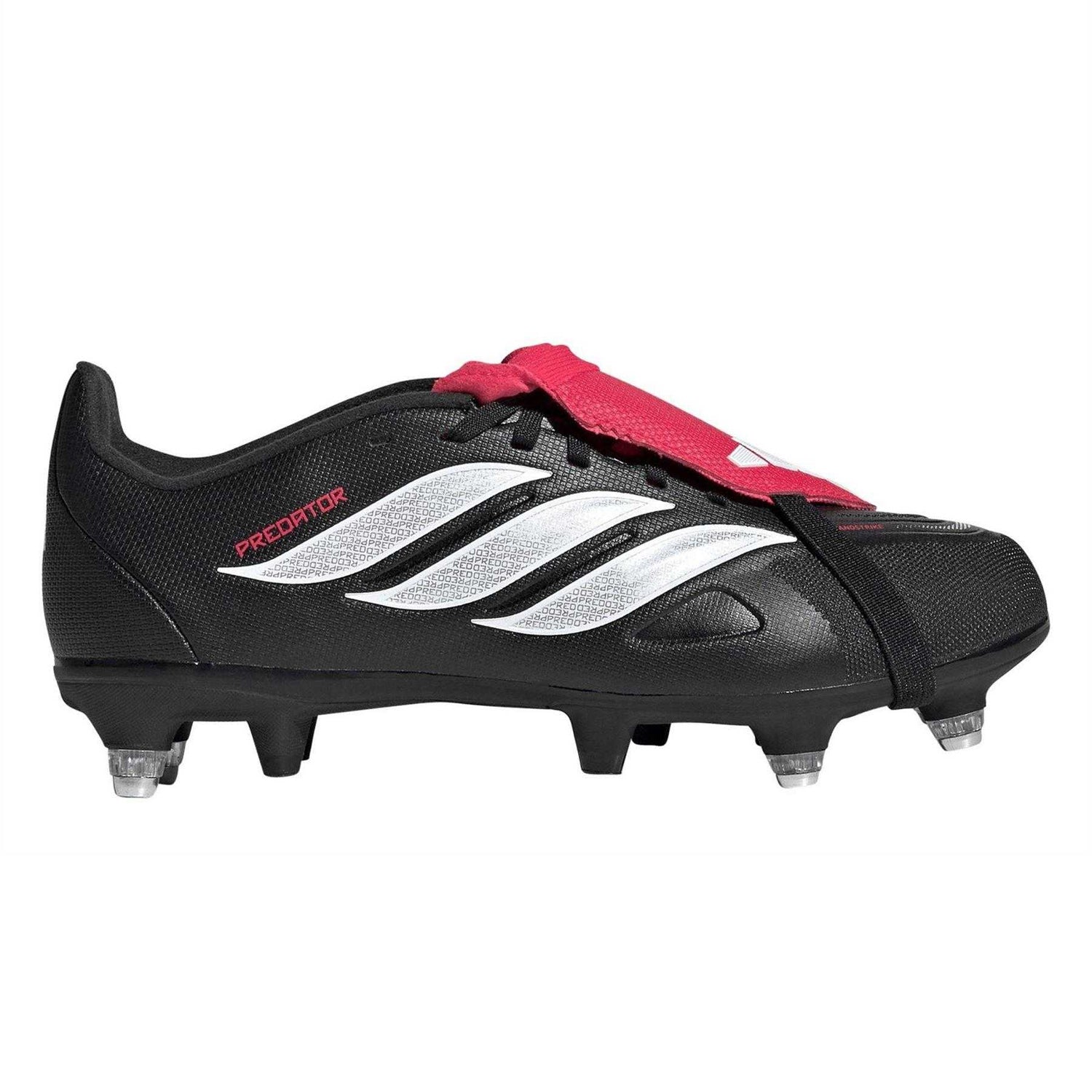 Black-Red - Front - Adidas Childrens-Kids Soft Ground Rugby Boots