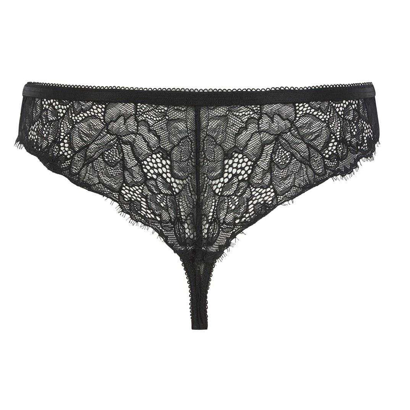 Jet Black - Back - Ted Baker Womens-Ladies Etta Floral Pattern Lace Thong
