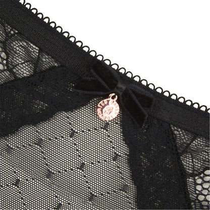 Jet Black - Side - Ted Baker Womens-Ladies Etta Floral Pattern Lace Thong