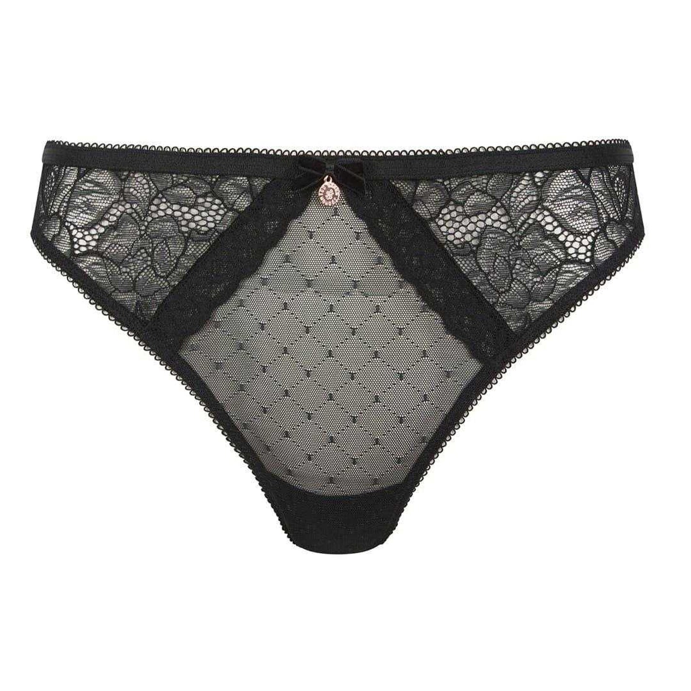 Jet Black - Front - Ted Baker Womens-Ladies Etta Floral Pattern Lace Thong