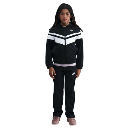 Black-White - Front - Nike Childrens-Kids Stripe Regular Tracksuit