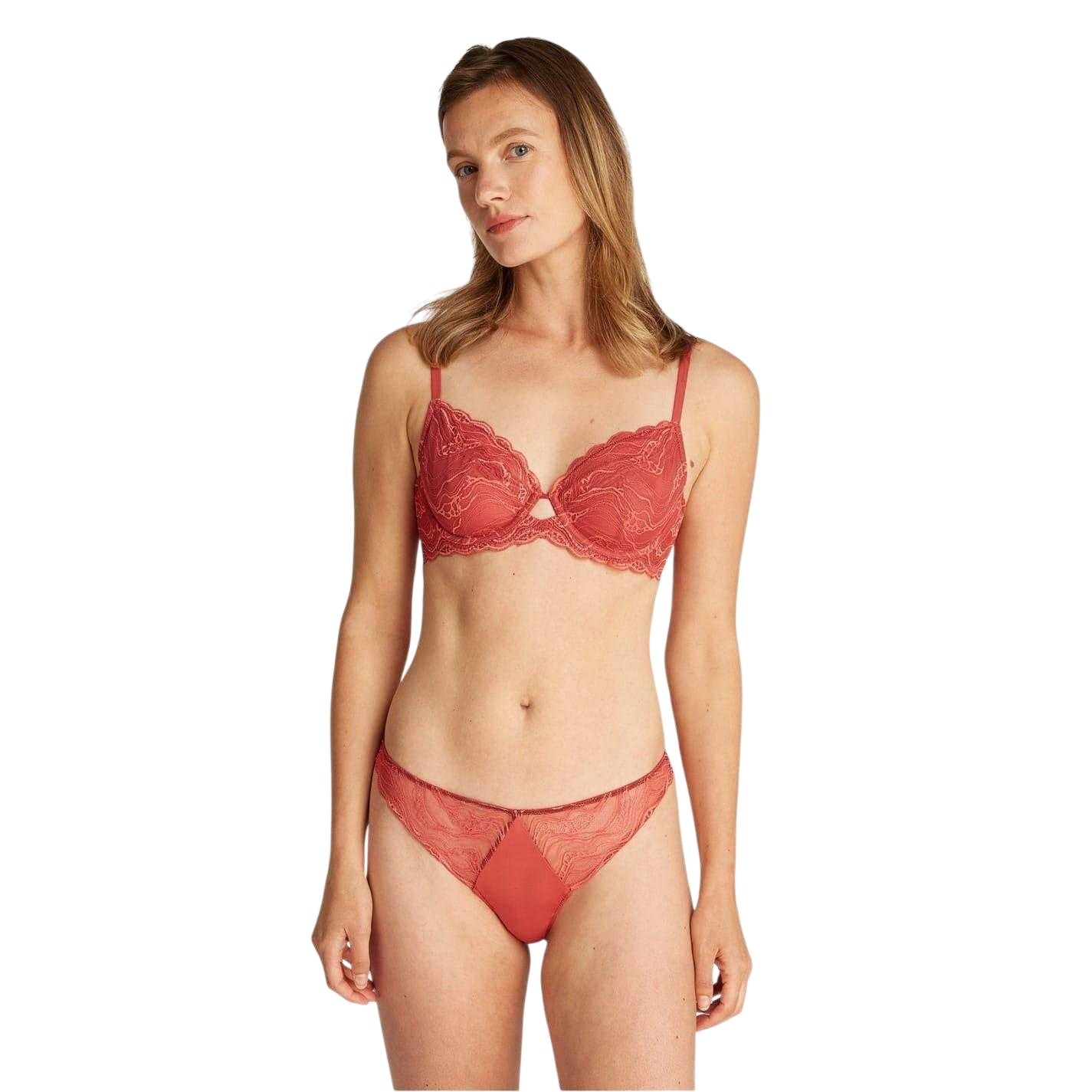 Red - Lifestyle - Calvin Klein Womens-Ladies Floral Lace Thong