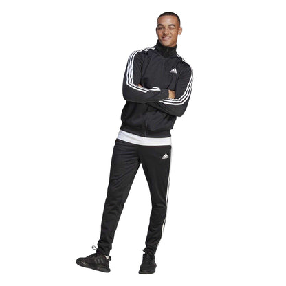 Black - Lifestyle - Adidas Mens Essentials 3 Stripes Tricot Full Zip Tracksuit Set